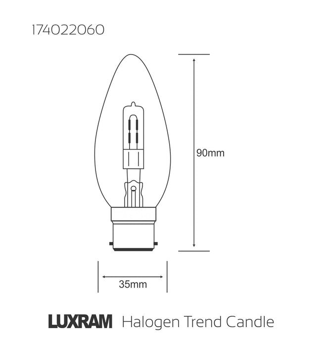 Luxram  Halogen Trend Candle B22 Clear 60W  • 174022060