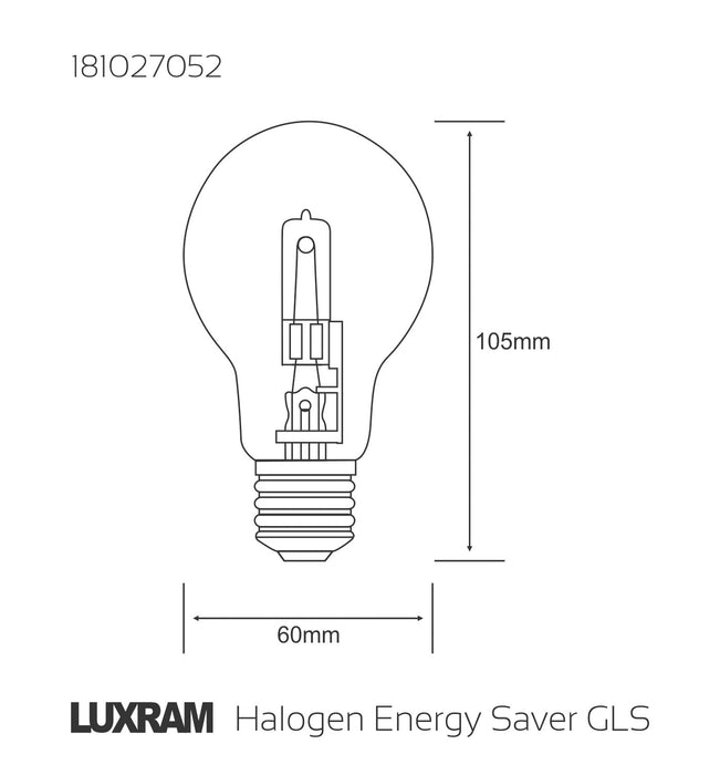 Luxram  Halogen Energy Saver GLS E27 52W  • 181027052