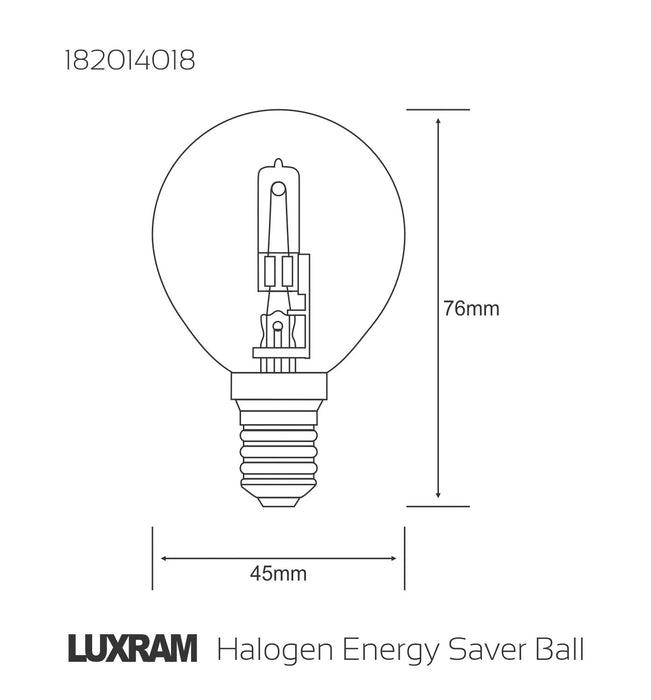 Luxram  Halogen Energy Saver Ball E14 18W  • 182014018