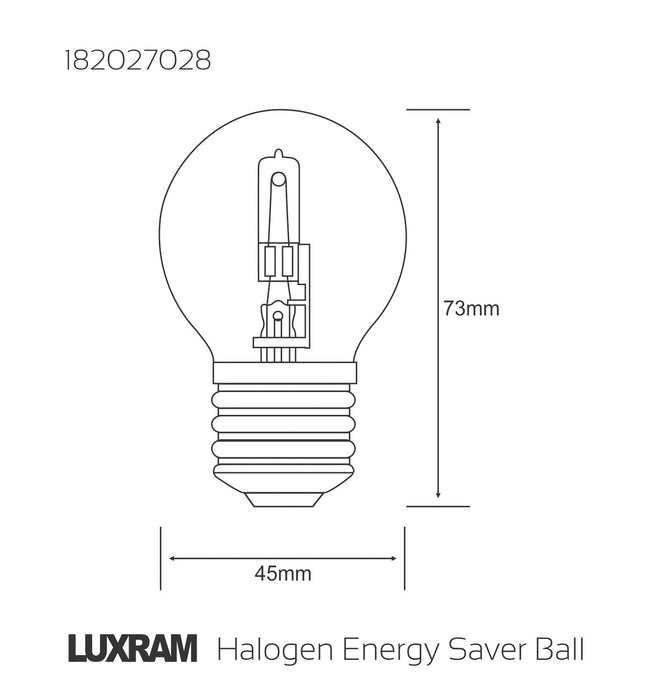 Luxram  Halogen Energy Saver Ball E27 28W  • 182027028