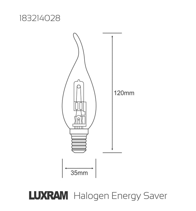 Luxram  Halogen Energy Saver Candle Tip E14 28W  • 183214028