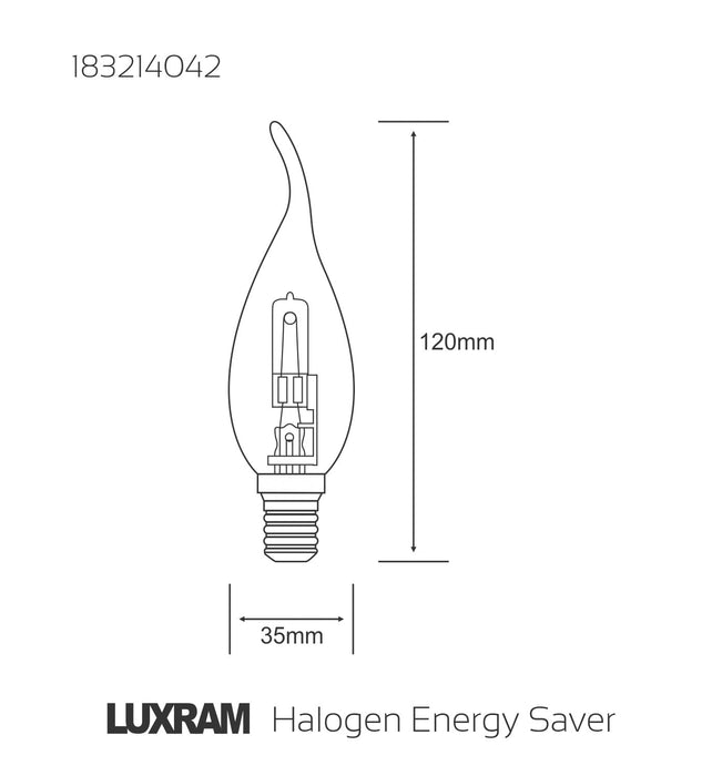 Luxram  Halogen Energy Saver Candle Tip E14 42W  • 183214042