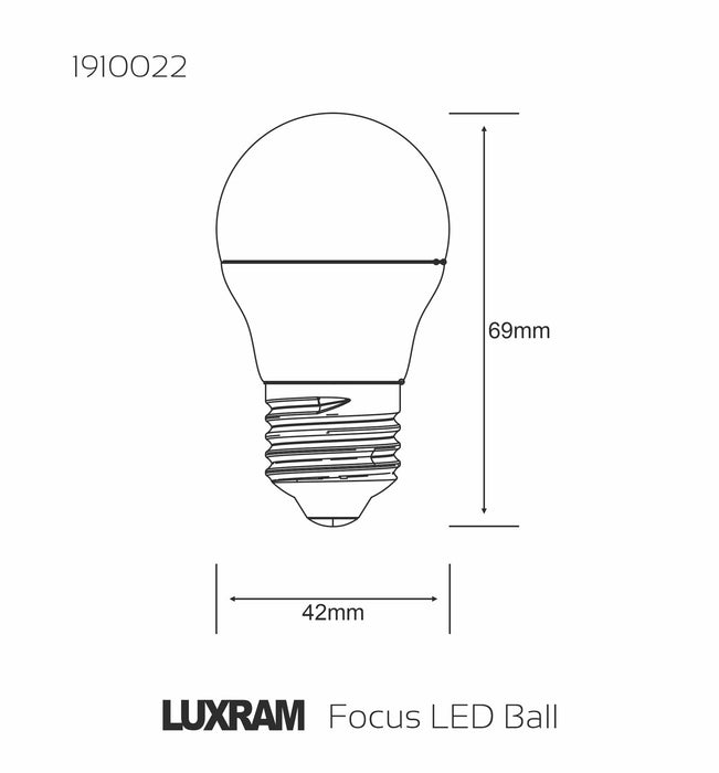 Luxram Duo-pack LED Golfball E27 5W 470lm 3000K Warm White Linear Driver 3yrs Warranty • 1910022
