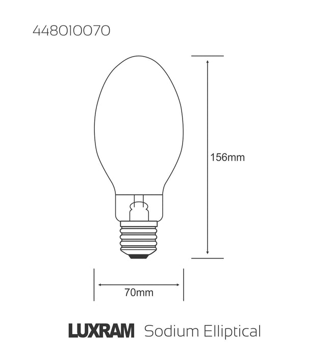 Luxram  Sodium Elliptical Coated E27 70W HID  • 448010070