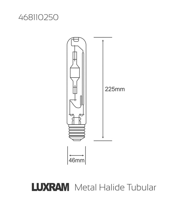 Luxram  Metal Halide Tubular Clear E40 250W 5200K HID  • 468110250