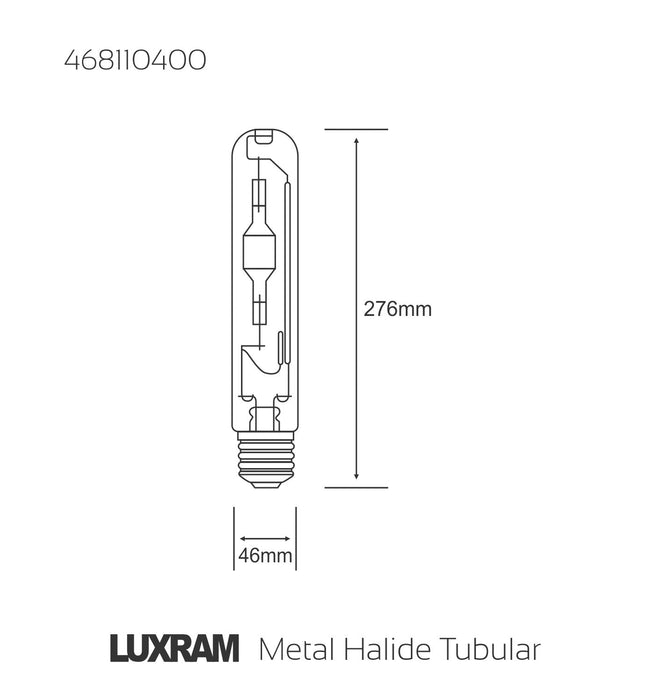 Luxram  Metal Halide Tubular Clear E40 400W 5200K HID  • 468110400