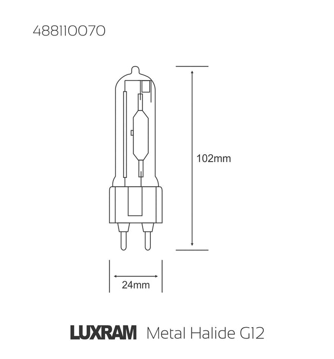 Luxram  Metal Halide G12 Clear 70W 3000K HID  • 488110070