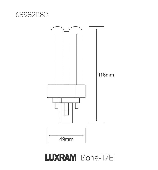 Luxram  Bona-T/E Gx24Q 4-Pin 18W Natural White 4000K Fluorescent  • 639821182