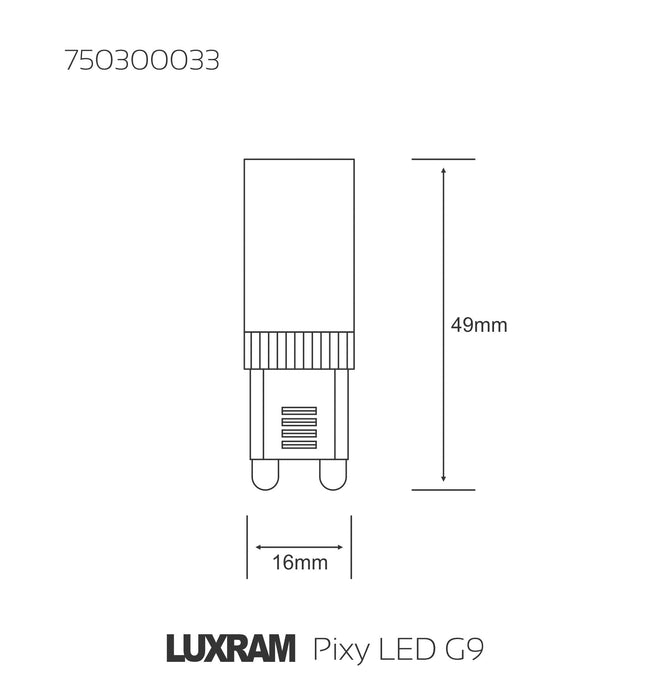 Luxram Pixy LED G9 3W 3000K Warm White, 260lm, Clear Finish, 3yrs Warranty • 750300033