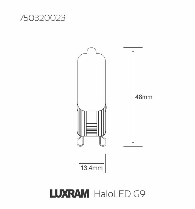 Luxram HaloLED G9 2W Warm White 3000K, 200lm, Color-Box, 3yrs Warranty • 750320023