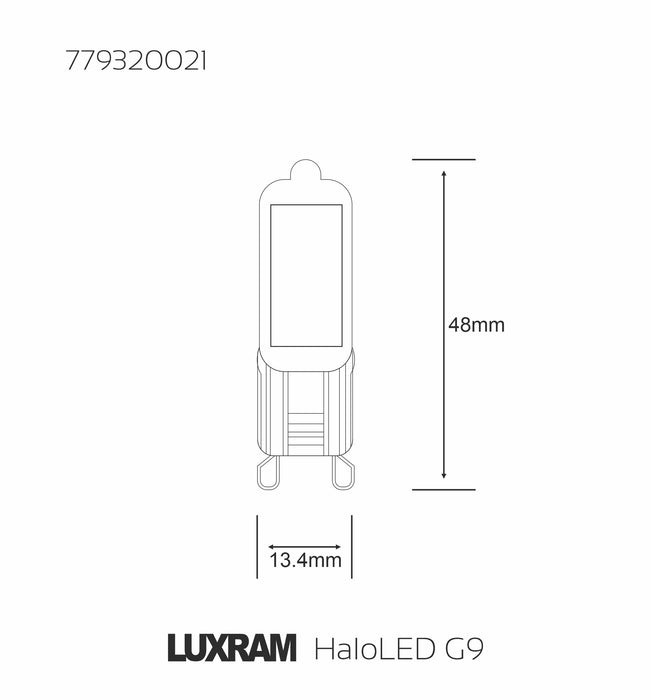 Luxram HaloLED G9 2.5W 6000K Cool White, 240lm, Color-Box, 3yrs Warranty  • 779320021