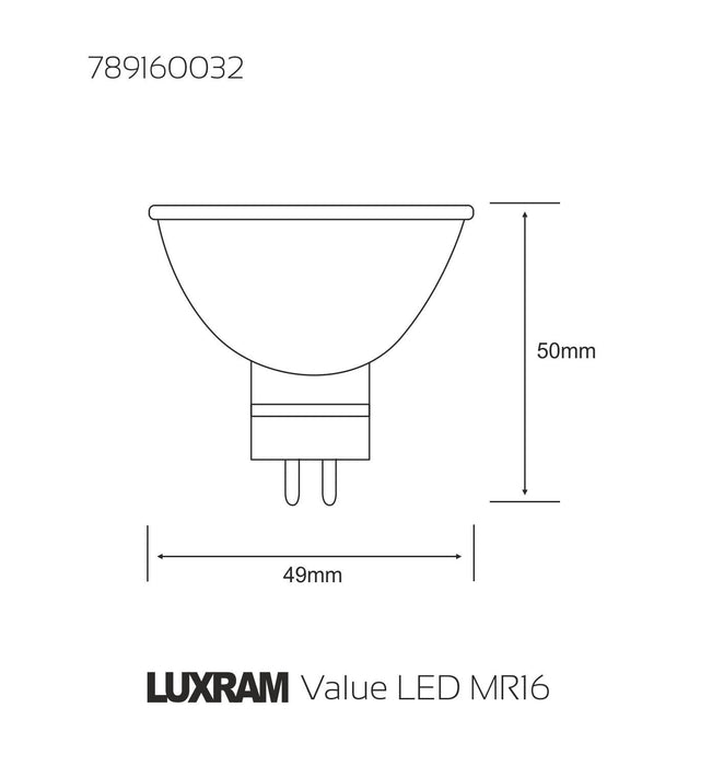 Luxram  Value LED MR16 12V 2.5W Natural White 4000K 220lm (Silver)  • 789160032