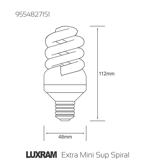 Luxram  Extra Mini Supreme Spiral E27 15W 2700K Compact Fluorescent 110-130V  • 9554827151