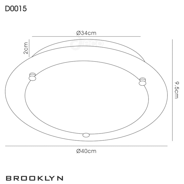Deco Brooklyn Ceiling, 400mm Round, 3 Light E27 Polished Chrome • D0015