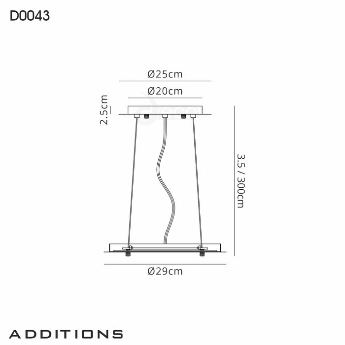 Deco Additions 300mm, 3m Universal Suspension Plate c/w Power Cable For Lowering Flush Fittings, Max Load 20kg (ONLY TESTED FOR OUR RANGE OF PRODUCTS) • D0043
