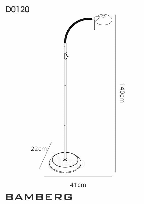 Deco Bamberg Floor Lamp 1 Light G9 Satin Nickel • D0120
