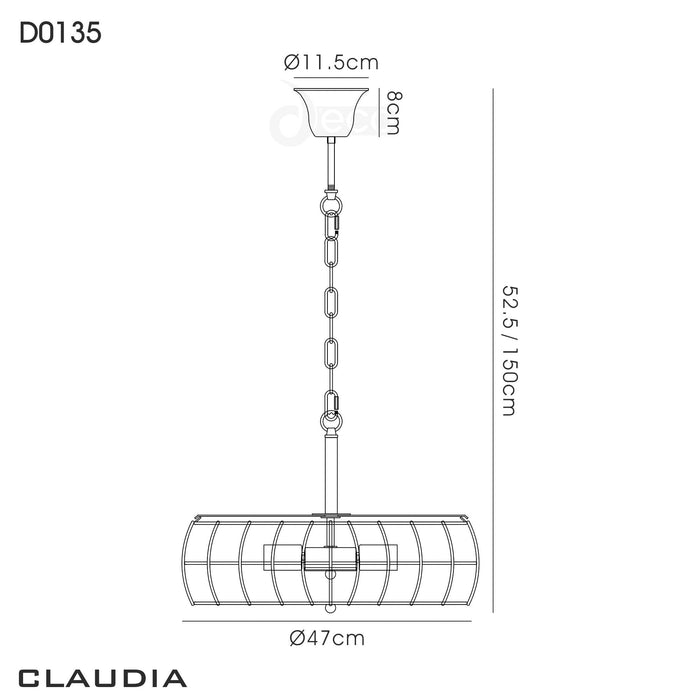 Deco Claudia Pendant 5 Light E27 Black • D0135