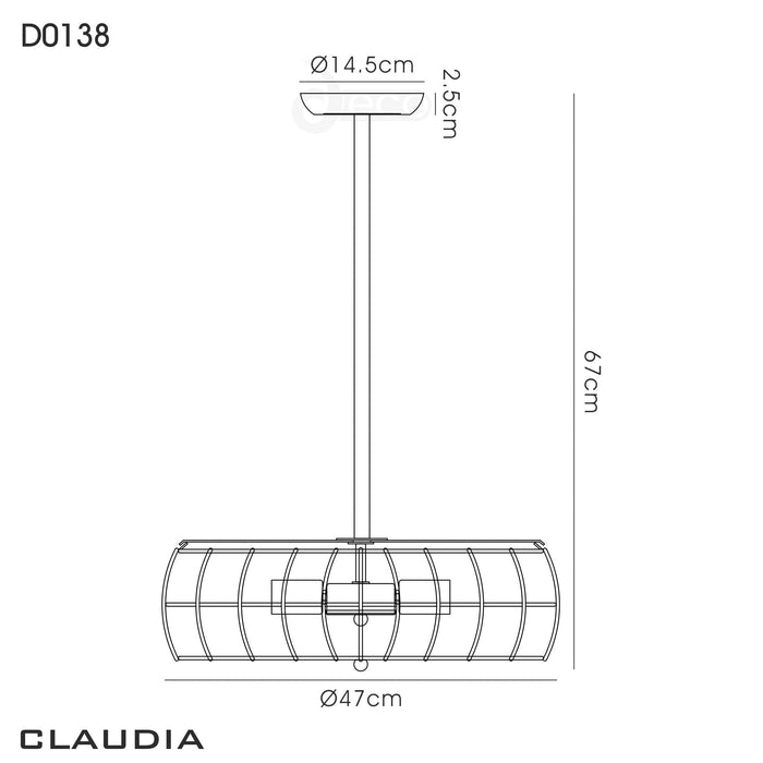 Deco Claudia Fixed Pendant 5 Light E27 Black • D0138