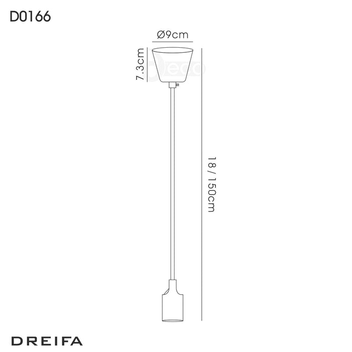 Deco Dreifa 1.5m Suspension Kit 1 Light Green, 90mm Plastic Base and Silicon Lampholder Cover, E27 Max 60W (Maximum Load 2kg) • D0166