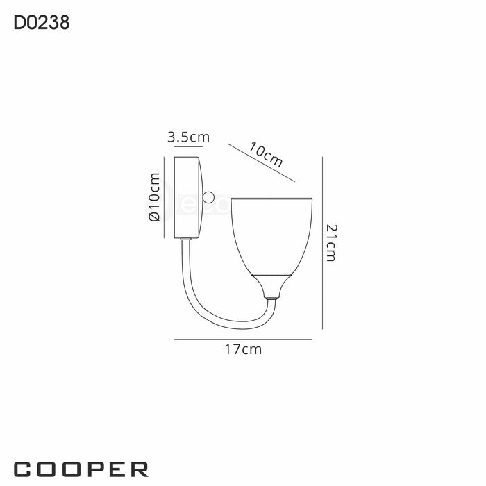 Deco Cooper Wall Lamp 1 Light E14 Satin Nickel/Opal Glass • D0238