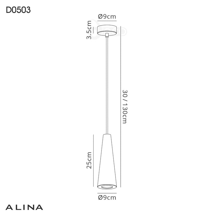 Deco Alina Cone Pendant, 1 x GU10, White Paintable Gypsum • D0503