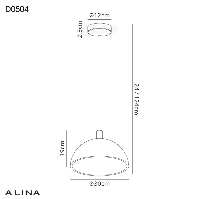 Deco Alina Dome Pendant, 1 x E27, White Paintable Gypsum • D0504