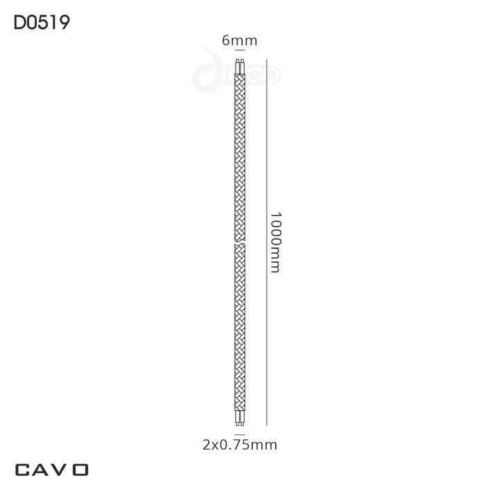 Deco Cavo 1m Grey Braided 2 Core 0.75mm Cable VDE Approved (qty ordered will be supplied as one continuous length) • D0519