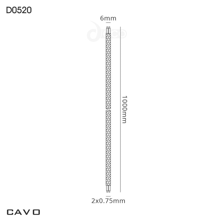 Deco Cavo 1m Silver Braided 2 Core 0.75mm Cable VDE Approved (qty ordered will be supplied as one continuous length) • D0520