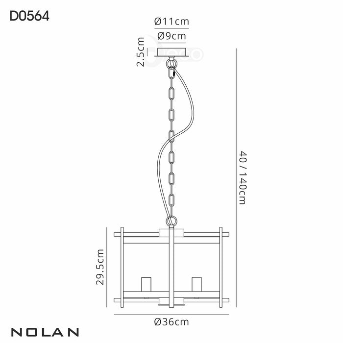 Deco Nolan Single Small Pendant 3 Light E14 Black/Polished Chrome/Clear Glass • D0564