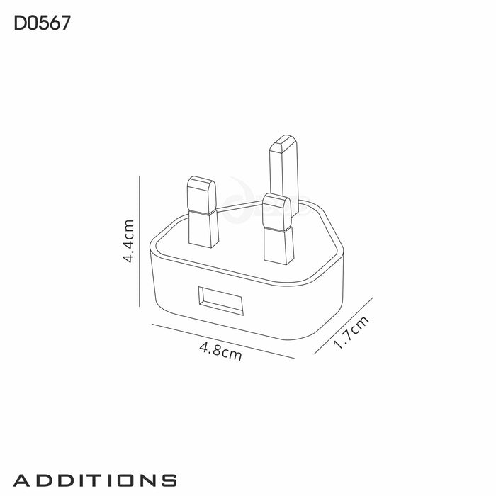 Deco Additions USB White Plugtop 5V, 1A Output • D0567