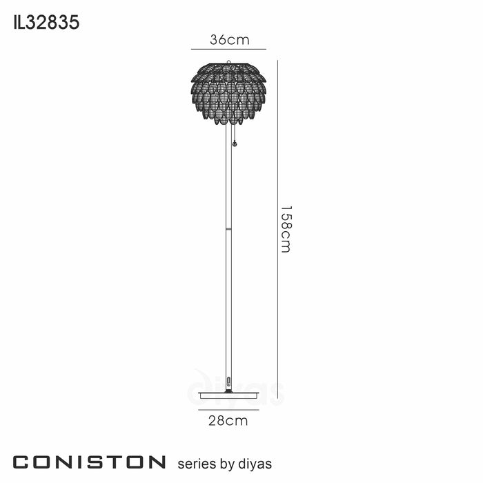 Diyas Coniston Floor Lamp, 3 Light E14, Polished Chrome/Crystal • IL32835