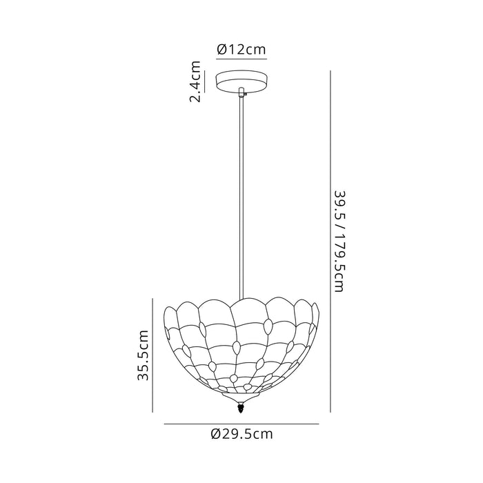 Regal Lighting SL-1450 1 Light 30cm Tiffany Uplighter Pendant Cream With Clear Crystal Shade