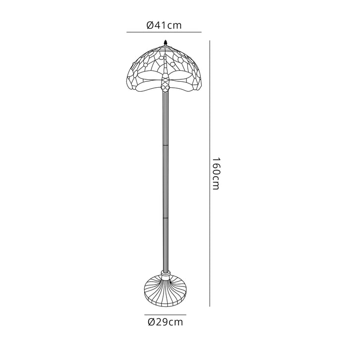 Regal Lighting SL-1379 2 Light Leaf Tiffany Floor Lamp 40cm Purple And Pink With Clear Crystal Shade