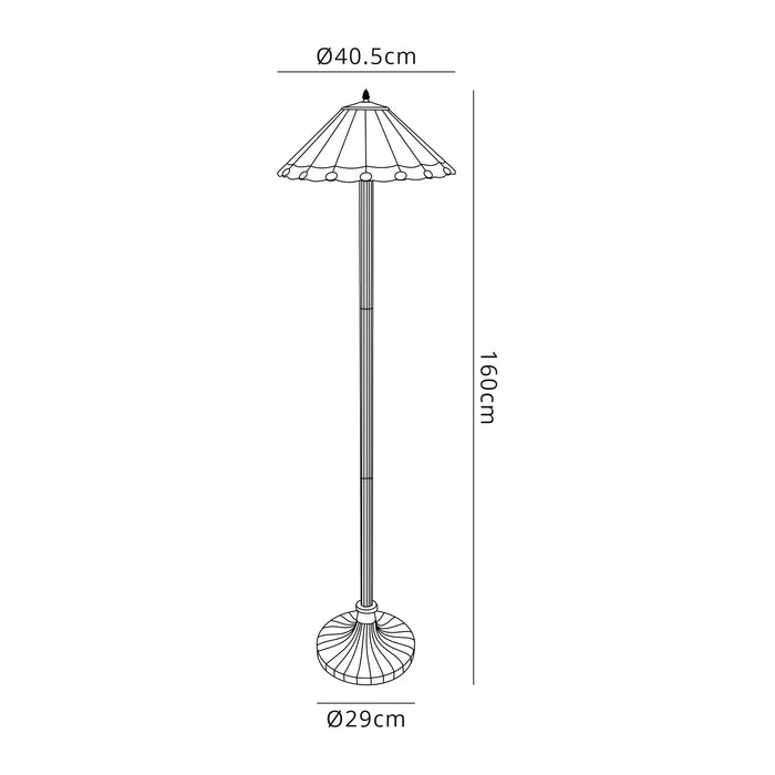 Regal Lighting SL-1183 2 Light Stepped Tiffany Floor Lamp 40cm Cream And Red With Clear Crystal Shade