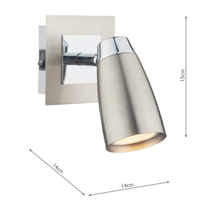 Dar Lighting Loft Single Wall Spotlight Satin & Polished Chrome • LOF0746