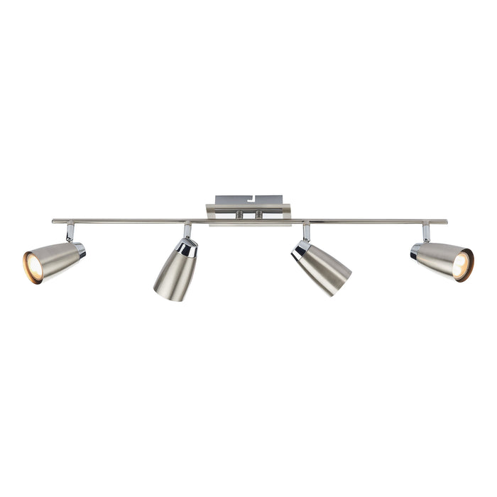 Dar Lighting Loft 4 Light Bar Spotlight Satin & Polished Chrome • LOF8446