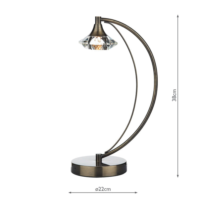 Dar Lighting Luther Table Lamp Antique Brass Crystal • LUT4175