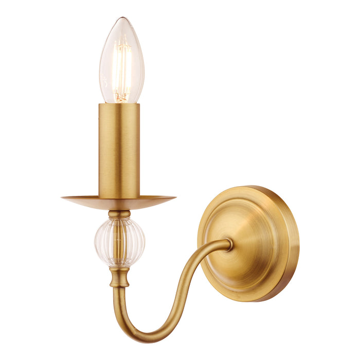 Dar Lighting Lyzette Wall Light Aged Brass Ribbed Glass • LYZ0745