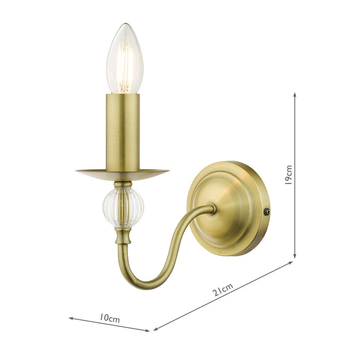 Dar Lighting Lyzette Wall Light Aged Brass Ribbed Glass • LYZ0745
