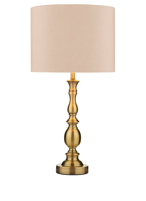 Dar Lighting Madrid Table Lamp Antique Brass With Shade • MAD4275