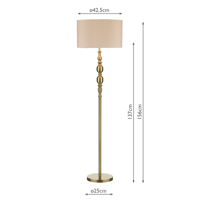 Dar Lighting Madrid Floor Lamp Antique Brass With Shade • MAD4975