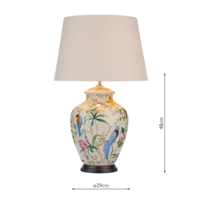 Dar Lighting Mimosa Table Lamp Floral/Bird Print Base Only • MIM4202