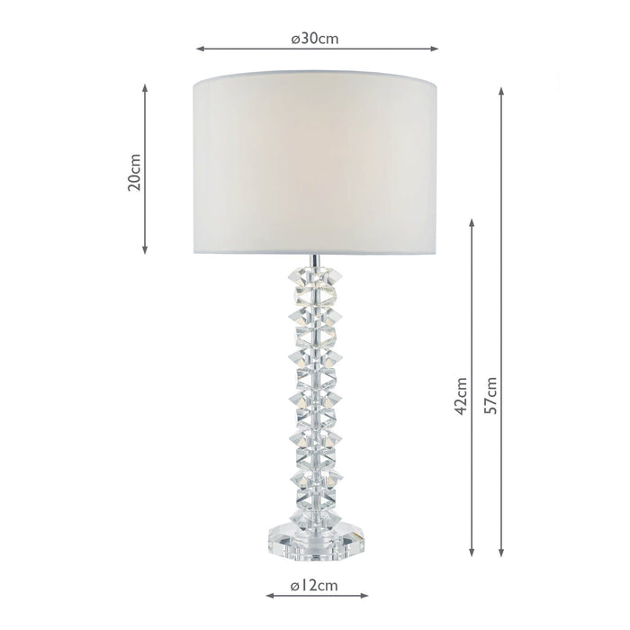 Dar Lighting Mina Table Lamp Polished Chrome & Crystal With Shade • MIN4208