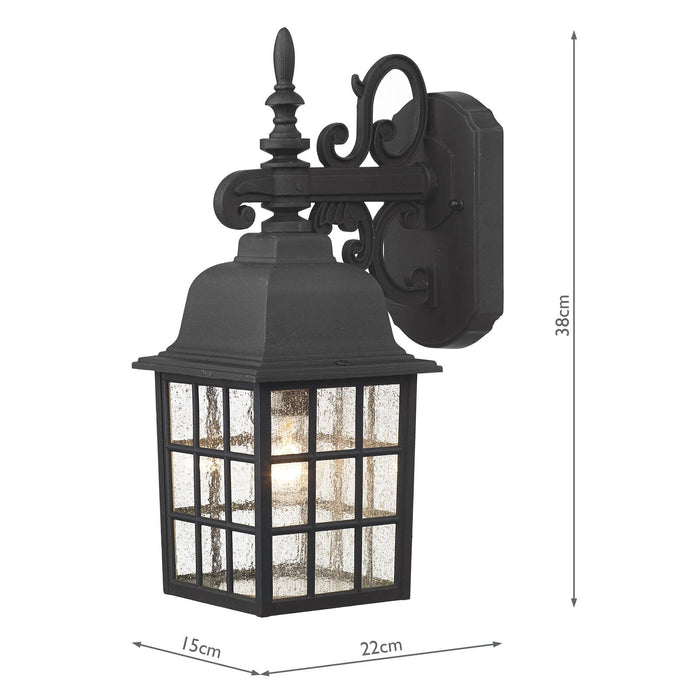 Dar Lighting Norfolk Outdoor Wall Light Black Glass IP43 • NOR1522