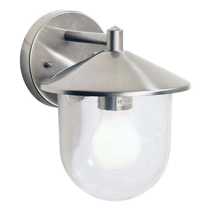 Dar Lighting Poole Outdoor Wall Light Stainless Steel Glass IP44 • POO1544