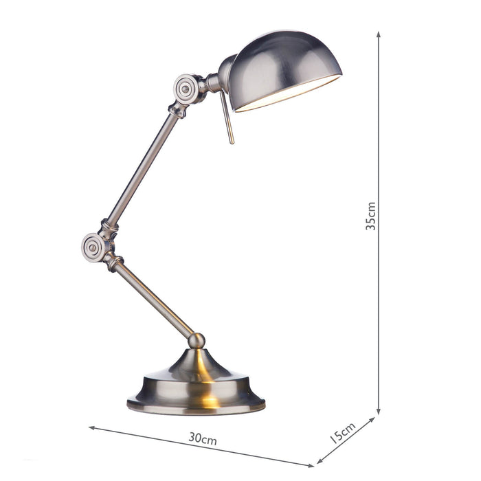 Dar Lighting Ranger Task Table Lamp Satin Chrome • RAN4046