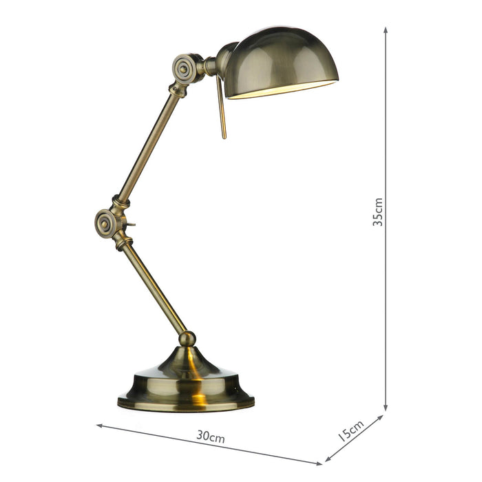Dar Lighting Ranger Task Table Lamp Antique Brass • RAN4075