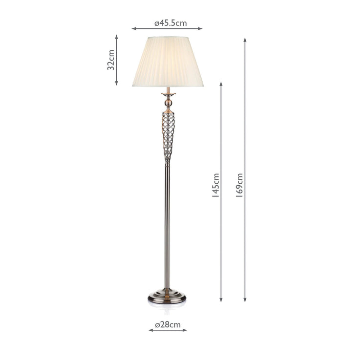 Dar Lighting Siam Floor Lamp Satin Chrome With Shade • SIA4946