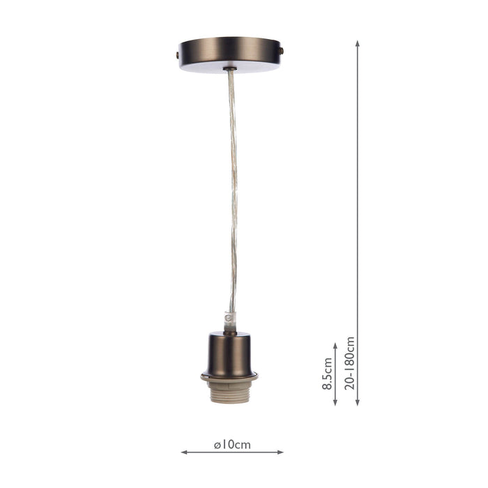 Dar Lighting 1 Light Antique Chrome E27 Suspension With Clear Cable • SP61