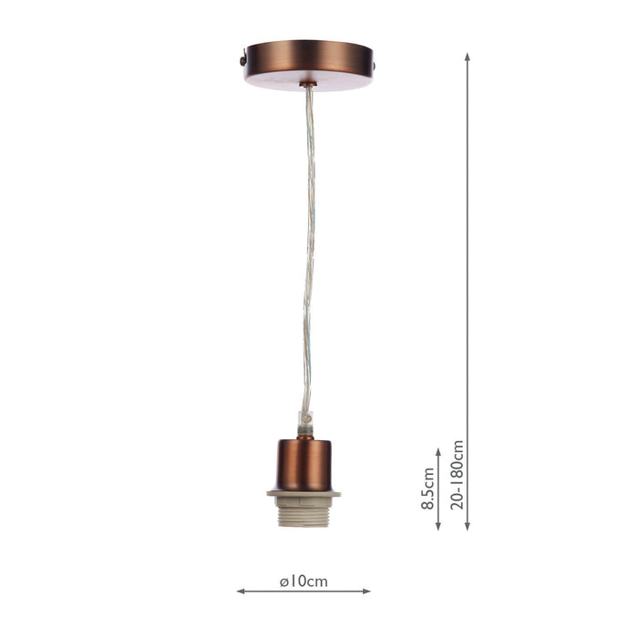 Dar Lighting 1 Light Aged Copper E27 Suspension With Clear Cable • SP64